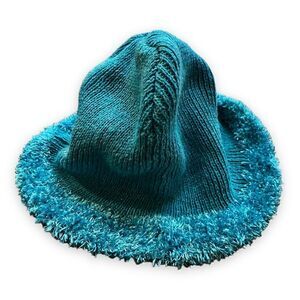 Teal Kids Girls Beanie with Fluffy Brim OS